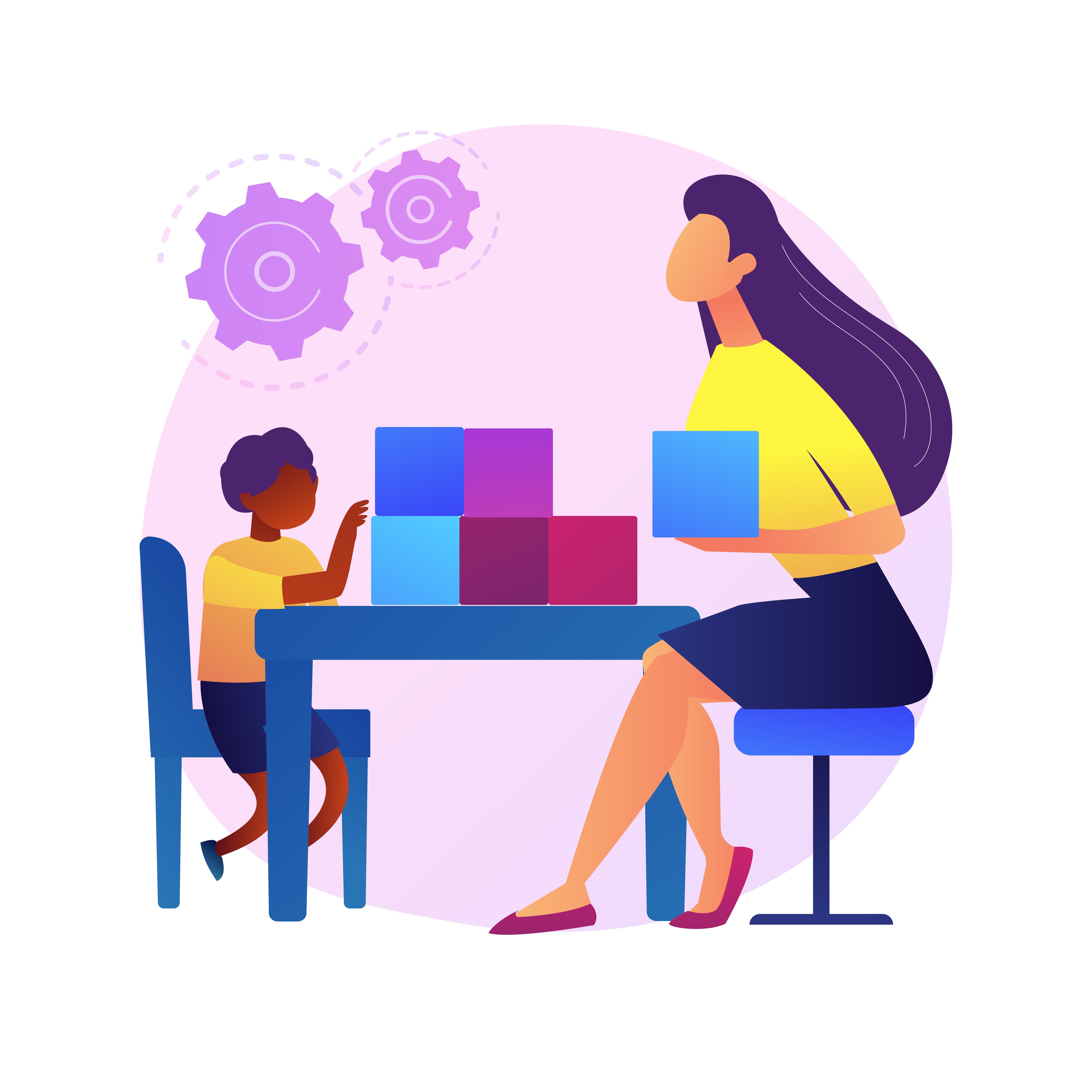 ABA therapy provider working with a child using blocks