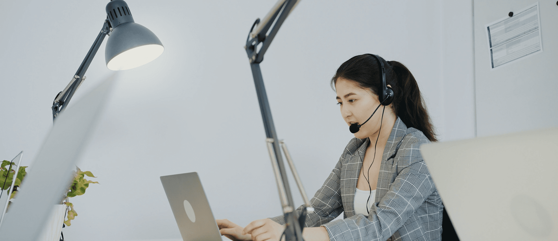 Consultant speaking with a headset